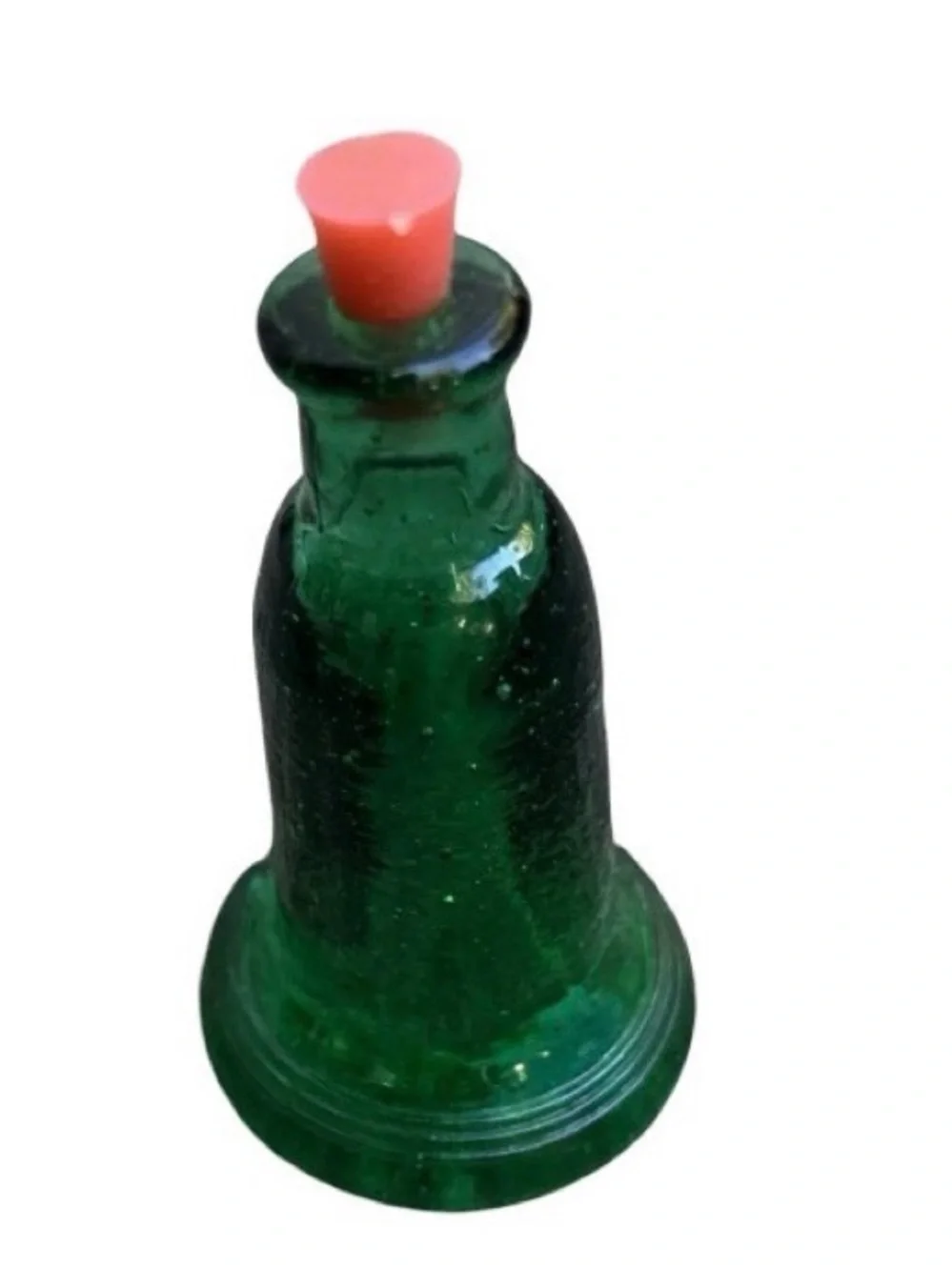 VTG Wheaton Liberty Bell Green Glass Bottle 3” Apothecary Cottagecore Coastal